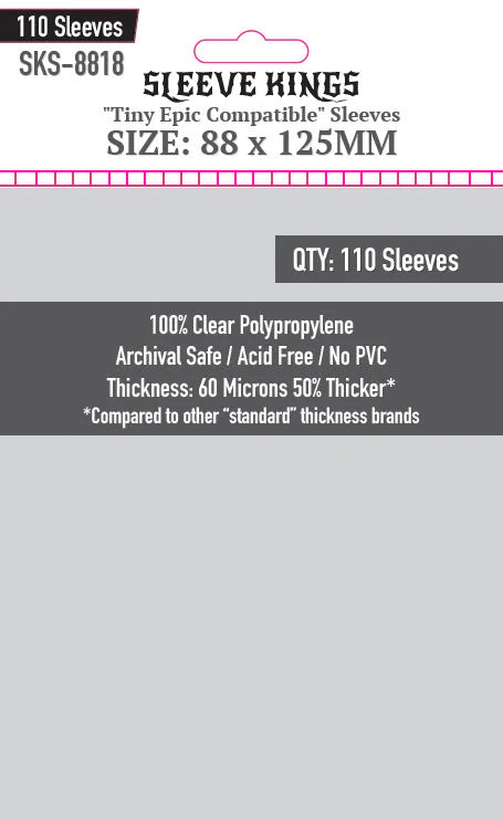 Sleeve King "Tiny Epic" Compatible Card Sleeves (88x125mm) 110 Pack, 60 Micron, SKS-8818
