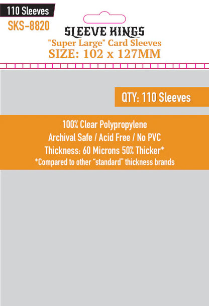 Sleeve King Super Large Game Card Sleeves (102x127mm) 110 Pack, 60 Micron, SKS-8820