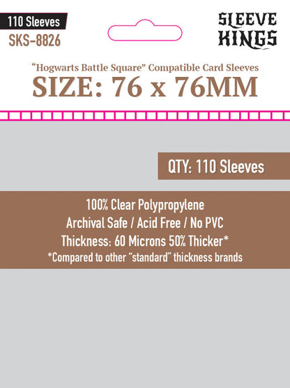 Sleeve King "Hogwarts Battle" Compatible Large Sleeves (76x76mm) 110 Pack, 60 Micron, SKS-8826