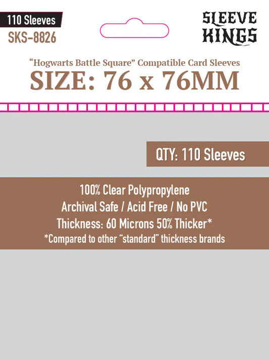 Sleeve King "Hogwarts Battle" Compatible Large Sleeves (76x76mm) 110 Pack, 60 Micron, SKS-8826