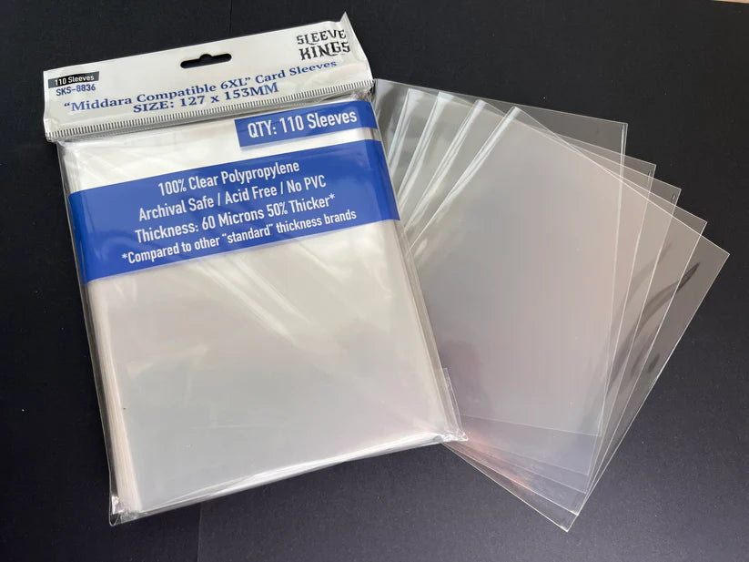 Sleeve King "Middara" Compatible 6XL Game Card Sleeves (127x153mm) 110 Pack, 60 Micron, SKS-8836