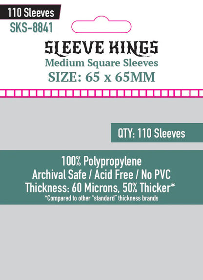 Sleeve King Medium Square Sleeves (65 X 65 MM) 110 Pack, 60 Microns SKS-8841