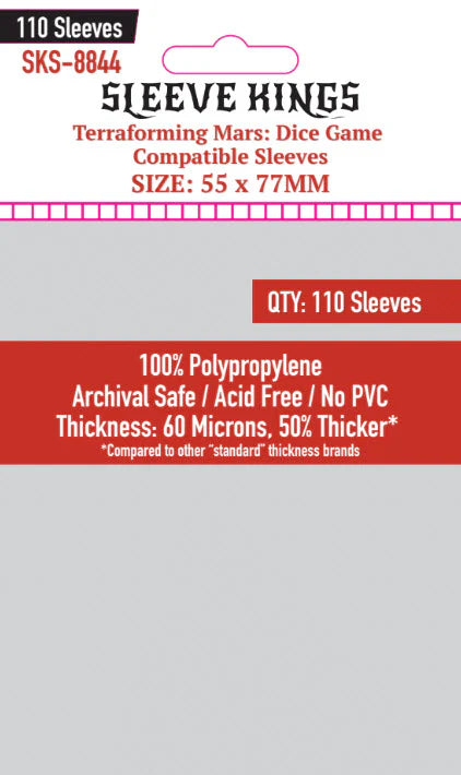 Sleeve King "Terraforming Mars: Dice Game" Compatible Sleeves (55 x 77mm) -110 Pack, 60 Microns, SKS-8844