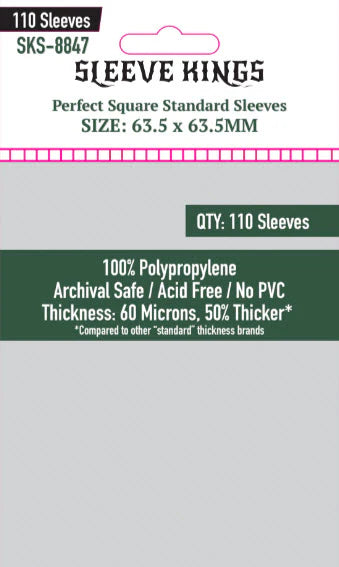 Sleeve King Perfect Square Standard Sleeves (63.5 X 63.5 MM) 110 Pack, 60 Microns SKS-8847
