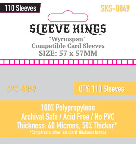 "Wyrmspan Compatible" Card Sleeves (57 X 57 MM) -110 Pack, 60 Microns SKU-8849