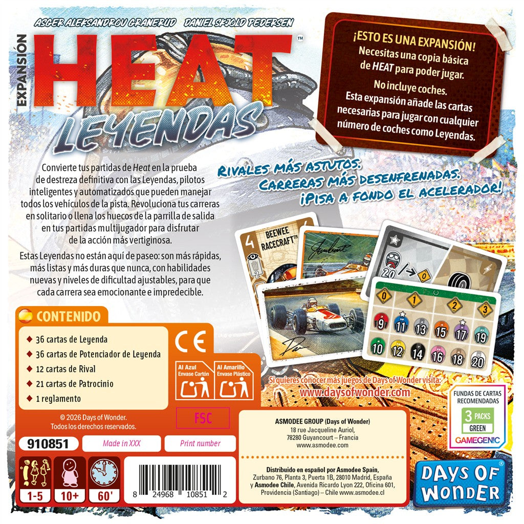Heat: Leyendas. Juego de Mesa en ESPAÑOL. Asmodee